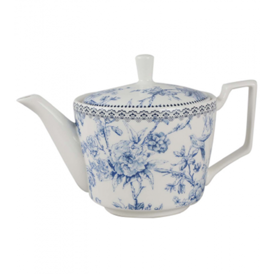 Bule 750ml De Chá Hortênsia Em New Bone China Azul